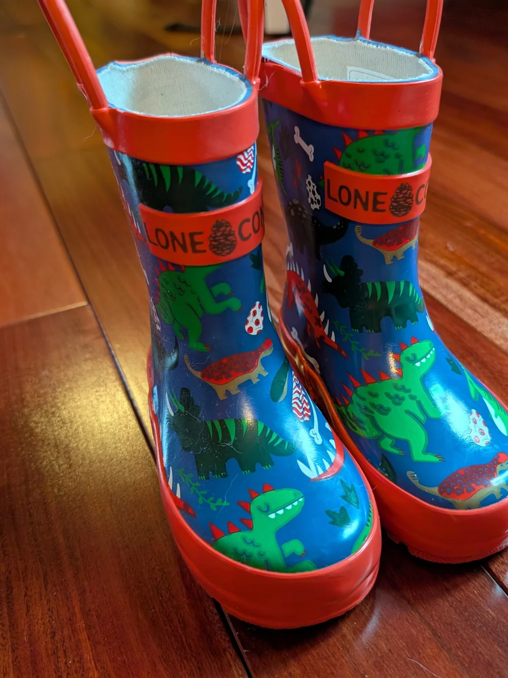 Toddler Red & Blue Dinosaur Rain Boots